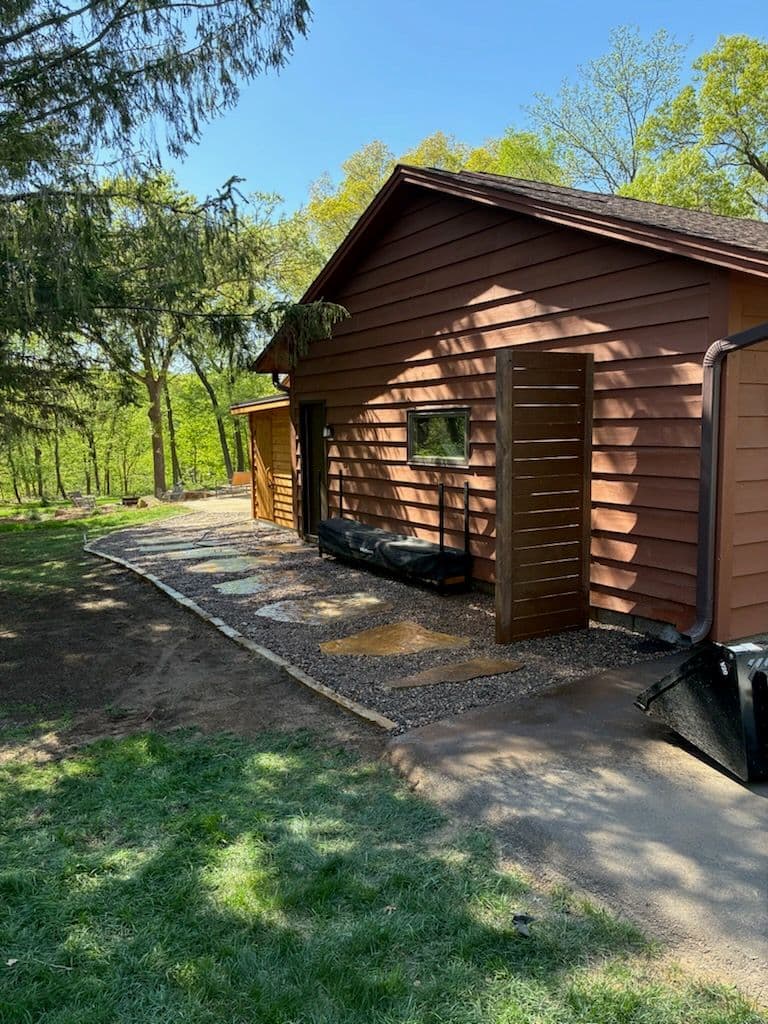 Flagstone Pathway and Privacy Wall in Stillwater
